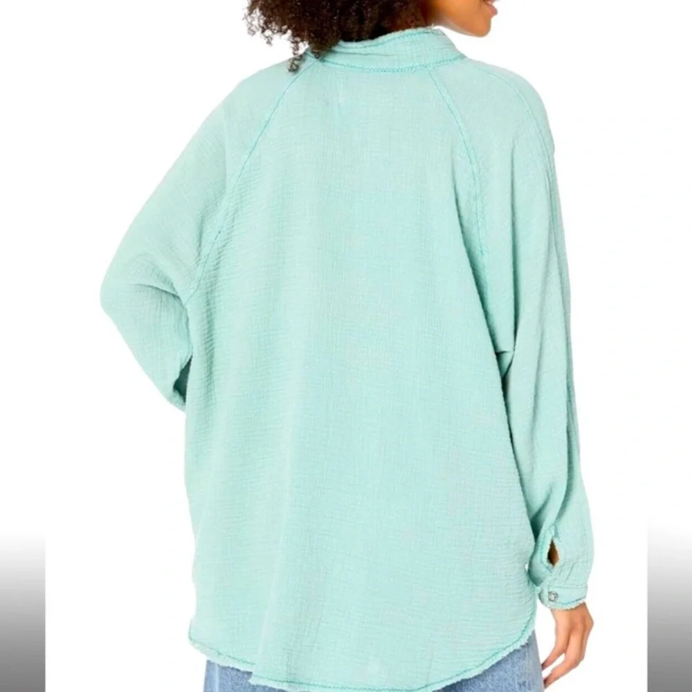 Free People! Summer Daydream Buttondown Top In Clear Skies NWT! - Picture 11 of 12